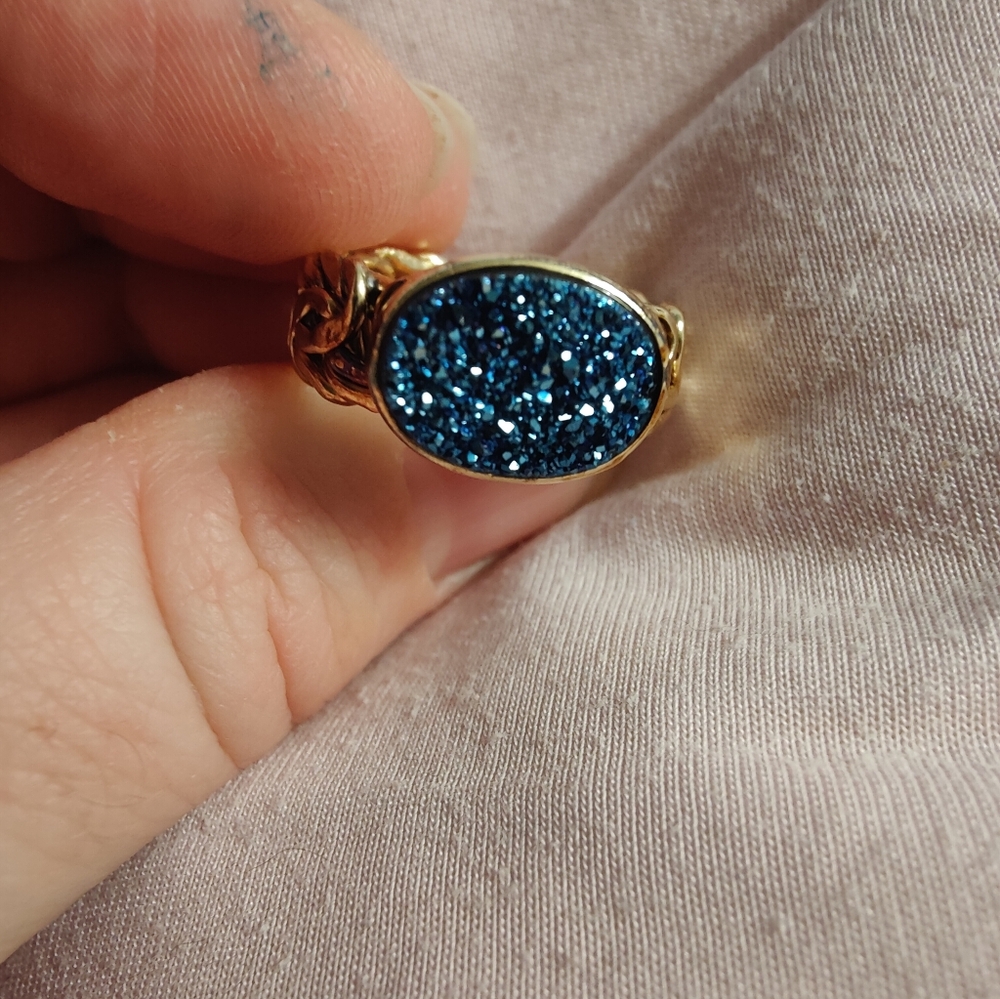Technibond Druzy Gold Over Sterling Silver Ring, Size 10